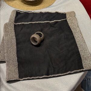 Set of 2 Beaded table mats  and napkins rings